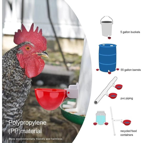 🎁HOT SALE PROMOTION 49% OFF-🐔Chicken Waterer Cups, 6 Packs Large Chicken Watering Cups