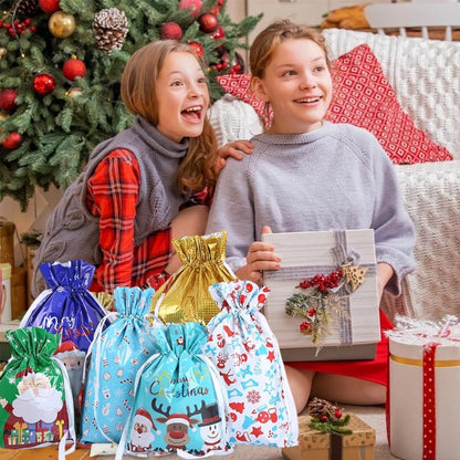 Christmas Drawstring Gift Bags 🎄✨ Cute, Festive & Reusable! 🎁